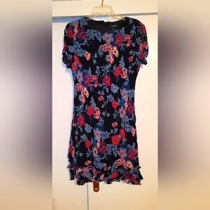 Floral Black Dress with Beads